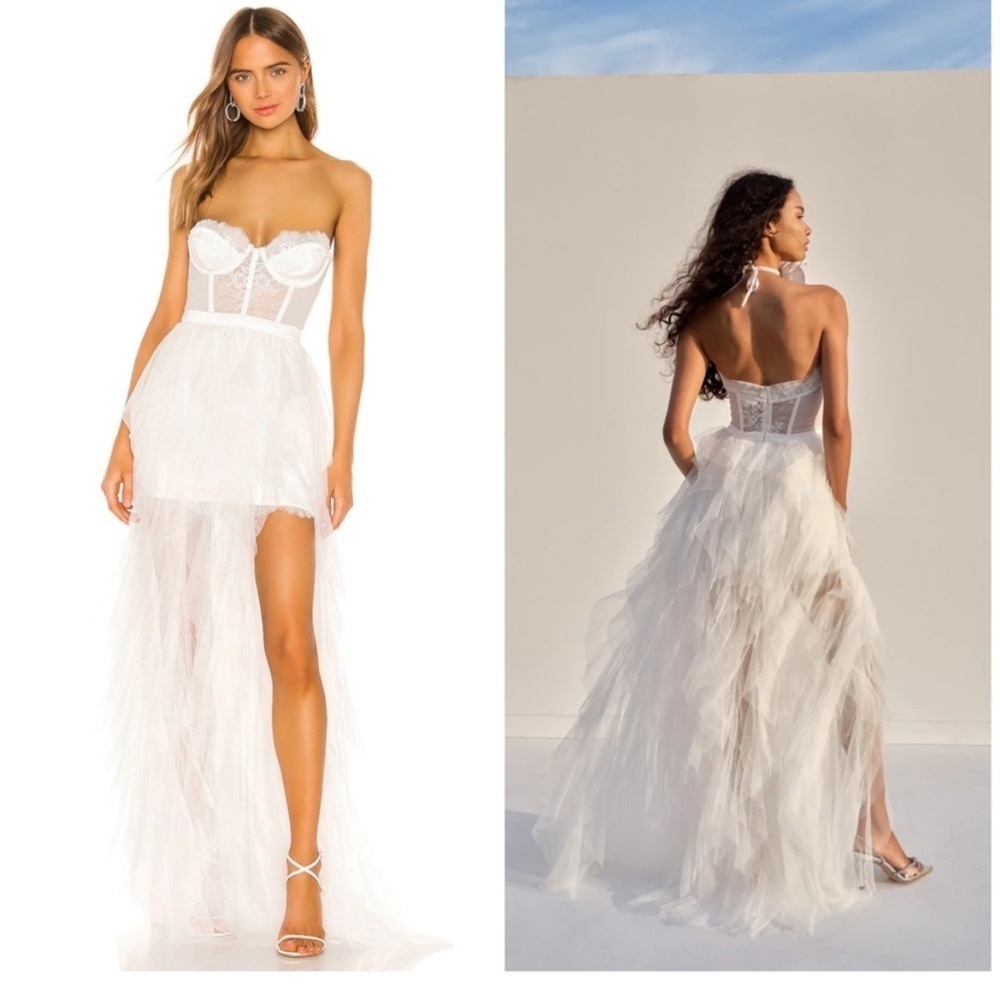 For Love & Lemons Bustier Gown in White